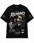 Cotton T-shirt with "REMYNO" brand logo print.