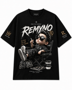 Cotton T-shirt with "REMYNO" brand logo print.