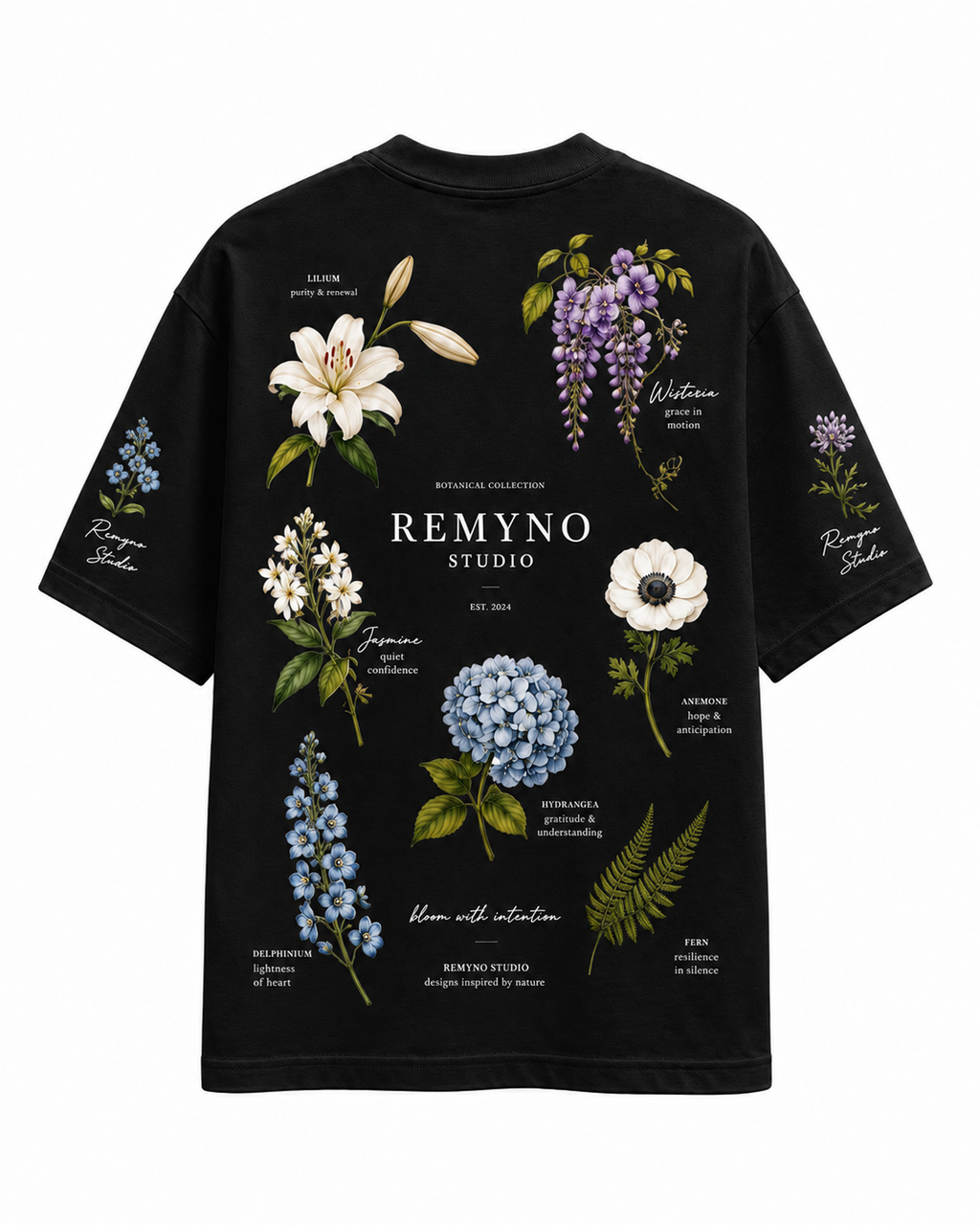 Cotton T-shirt with "REMYNO" brand logo print.