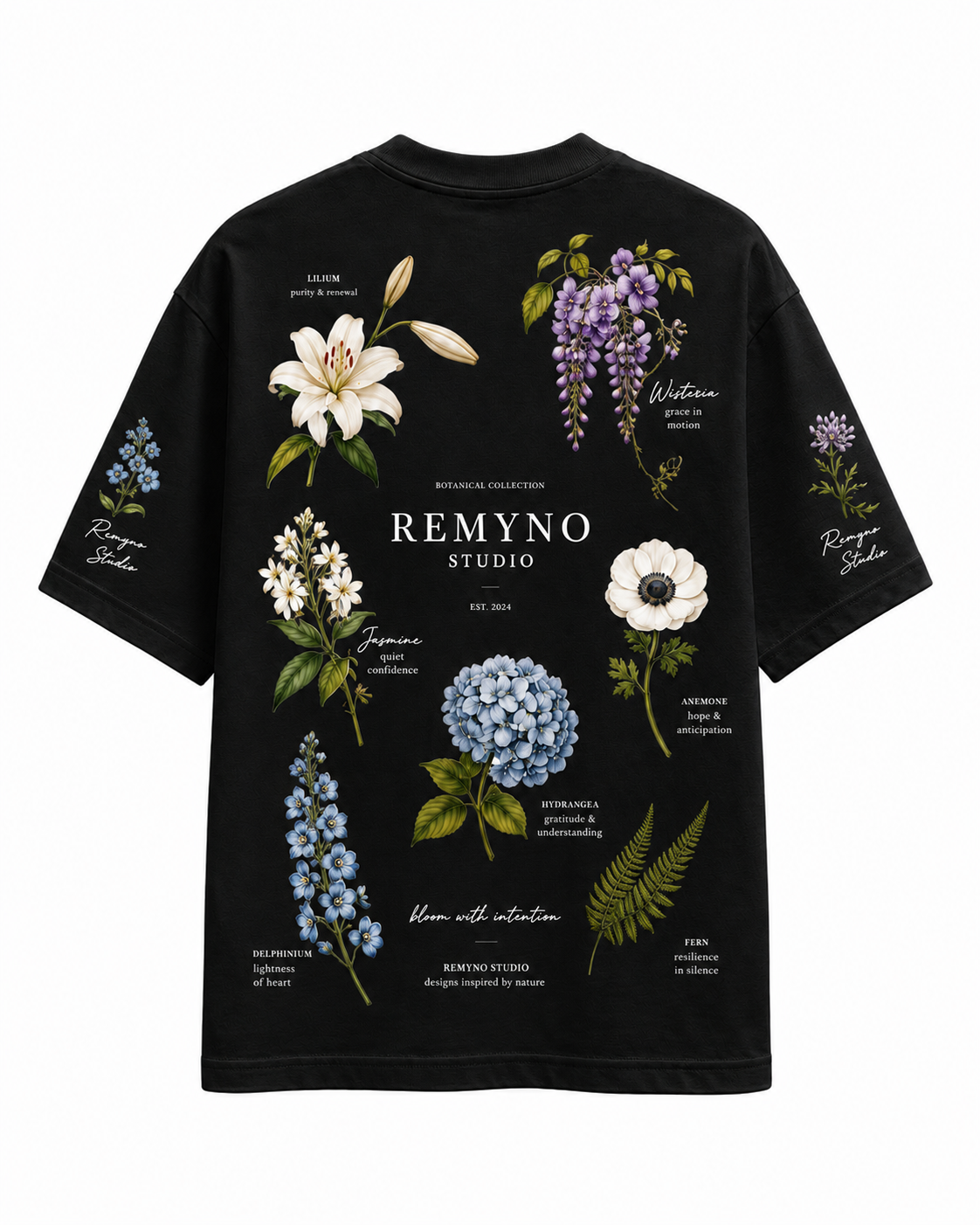 Cotton T-shirt with "REMYNO" brand logo print.