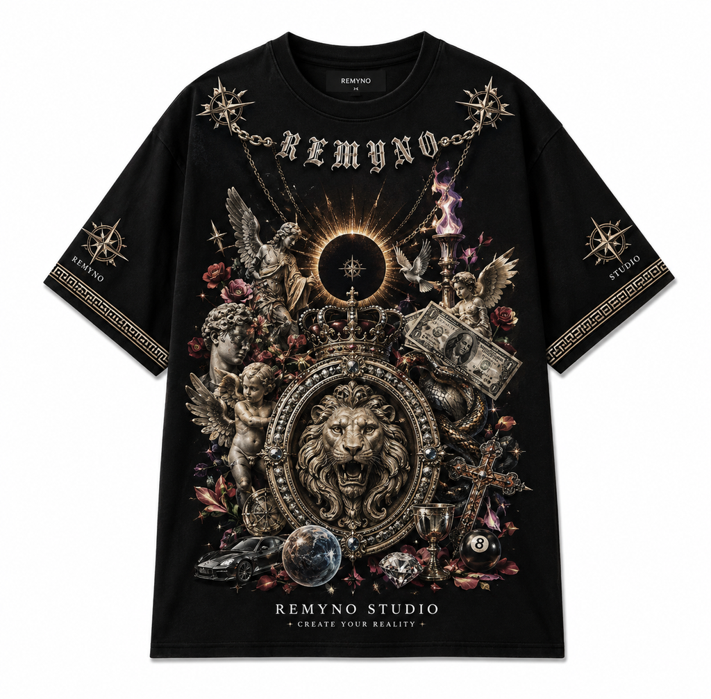 Cotton T-shirt with "REMYNO" brand logo print.