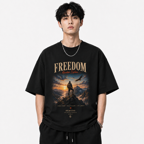 Cotton T-shirt with "REMYNO" brand logo print