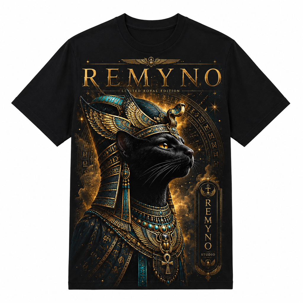 Cotton T-shirt with "REMYNO" brand logo print.