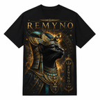 Cotton T-shirt with "REMYNO" brand logo print.