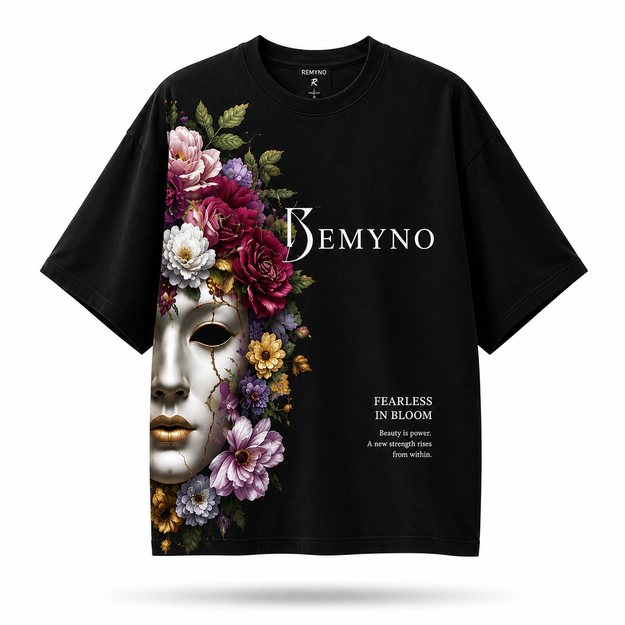 Cotton T-shirt with "REMYNO" brand logo print.
