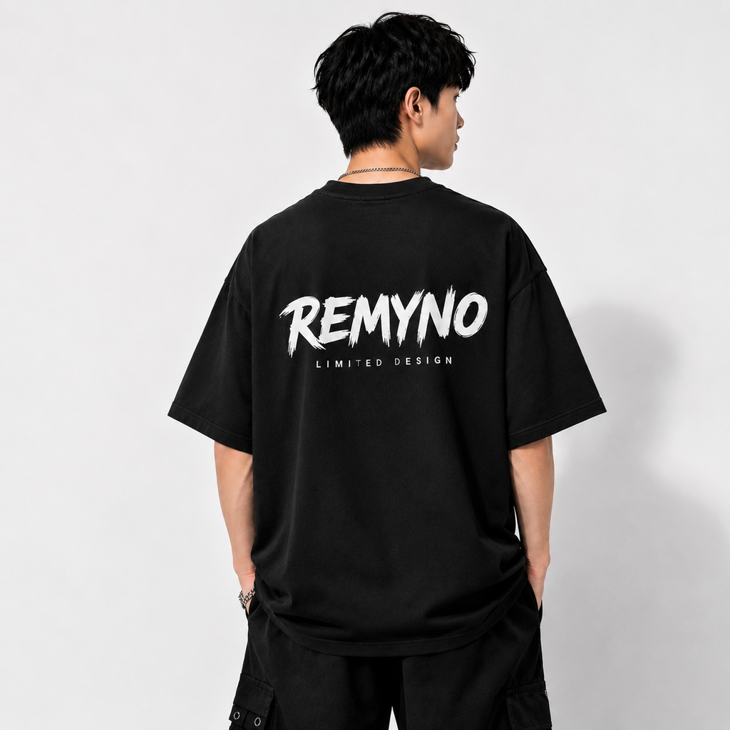 Cotton T-shirt printed with the "REMYNO" brand logo.