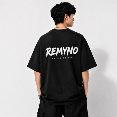 Cotton T-shirt printed with the "REMYNO" brand logo.