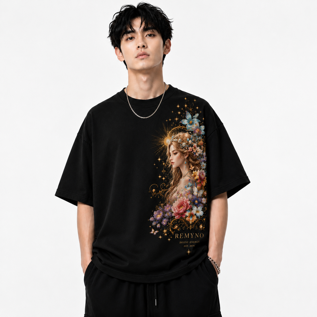 Cotton T-shirt with "REMYNO" brand logo print.
