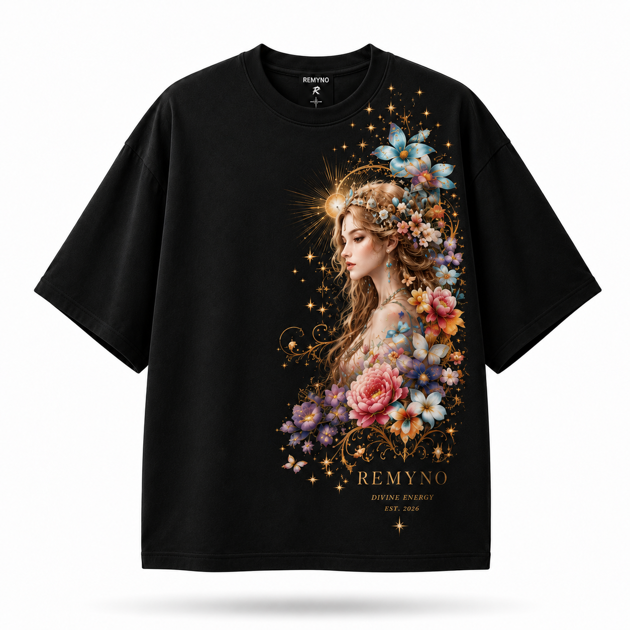 Cotton T-shirt with "REMYNO" brand logo print.
