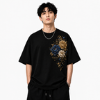 Cotton T-shirt with printed logo pattern of the "REMYNO" brand.
