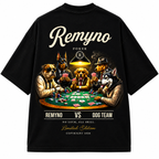 Cotton T-shirt with "REMYNO" brand logo print.