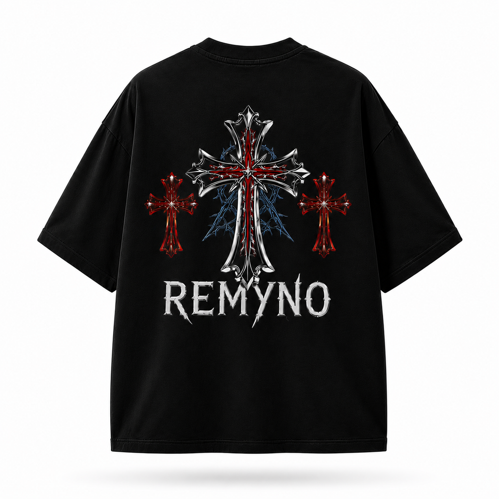 Cotton T-shirt with "REMYNO" brand logo print.