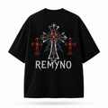 Cotton T-shirt with "REMYNO" brand logo print.