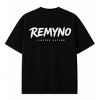 Cotton T-shirt printed with the "REMYNO" brand logo.