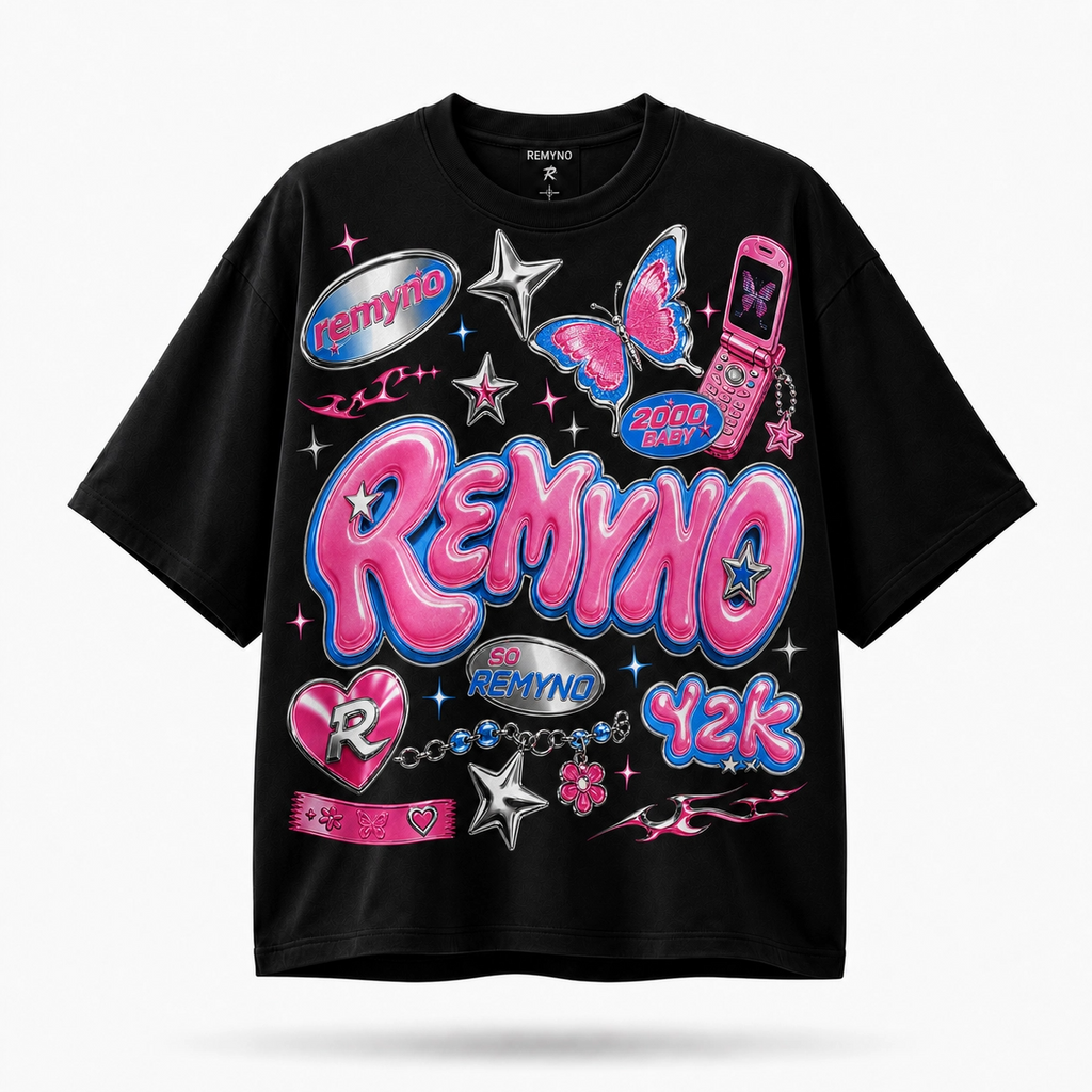Cotton T-shirt with "REMYNO" brand logo print