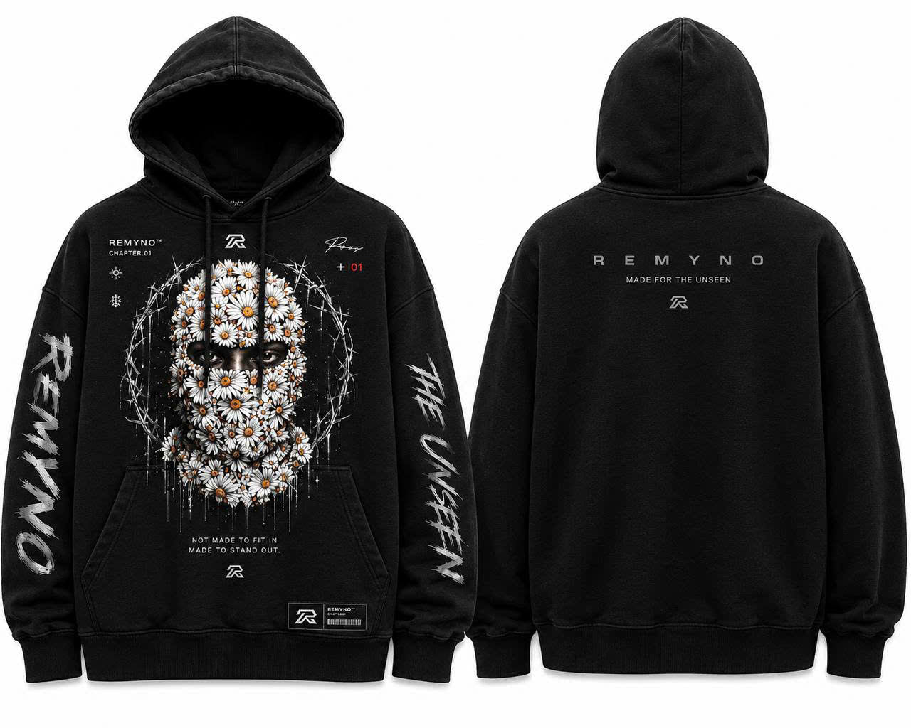 Hoodies printed with the "REMYNO" brand logo