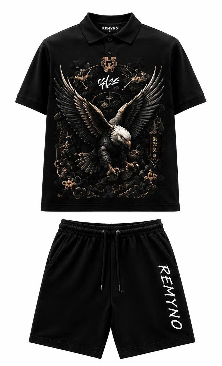 Cotton T-shirt with printed logo pattern of the "REMYNO" brand.