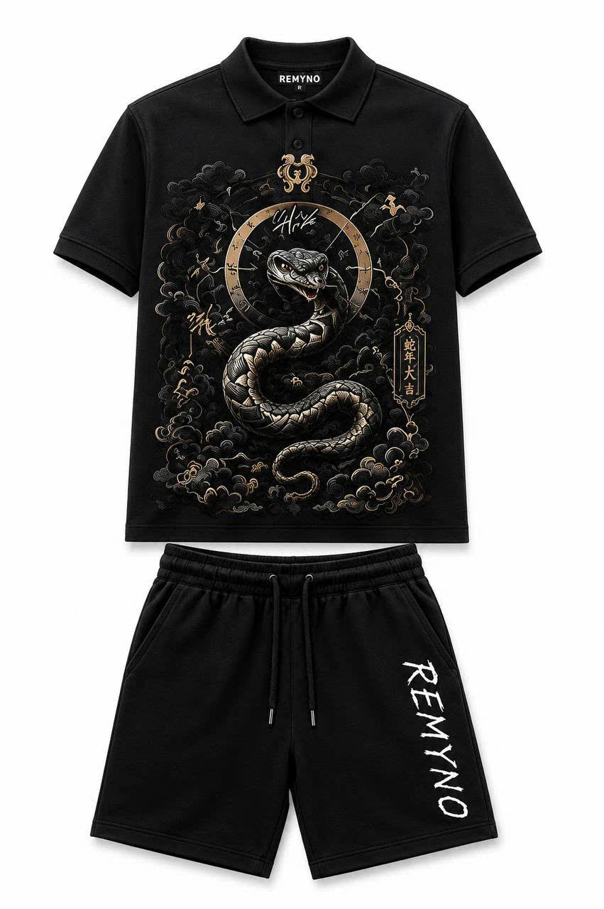 Cotton T-shirt with printed logo pattern of the "REMYNO" brand.