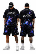 Cotton T-shirt with printed logo pattern of the "REMYNO" brand.