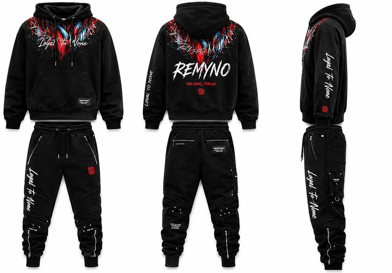 Long-sleeve set with "REMYNO" brand logo print